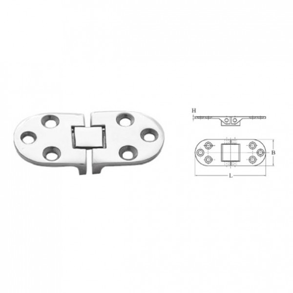 Asztalzsanér rozsdamentes A4, 66 × 30 mm – 66 × 30 mm, furat 4,3 mm