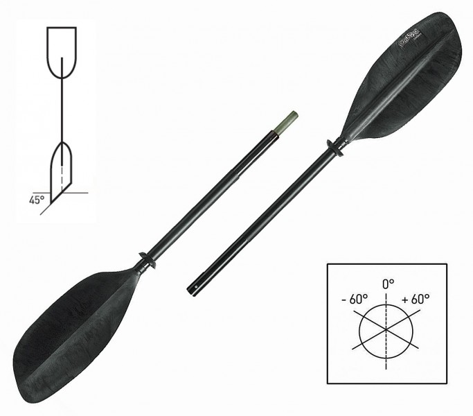 Üvegszálas dupla evező (2 részes, 230 cm) – Hossz: 230 / 123 cm