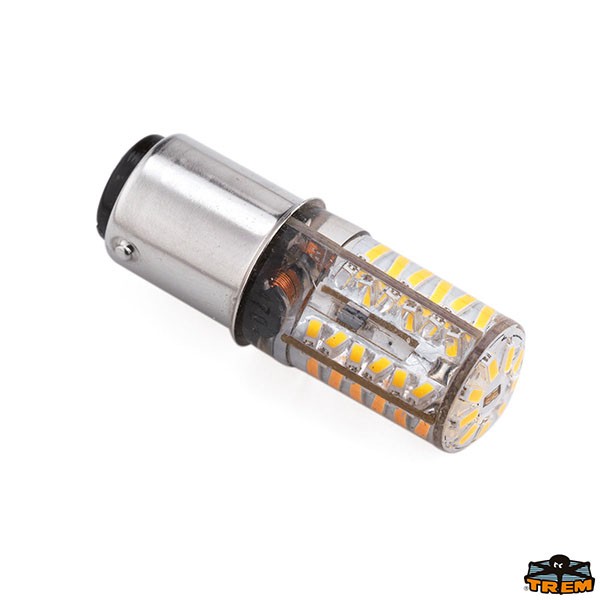 BA15d LED izzó, 12 V, 2,5 W, meleg fehér, 180 lumen – 12 V / 2,5 W / 63 LED / 180 lumen / 50,5 x 15,2 mm