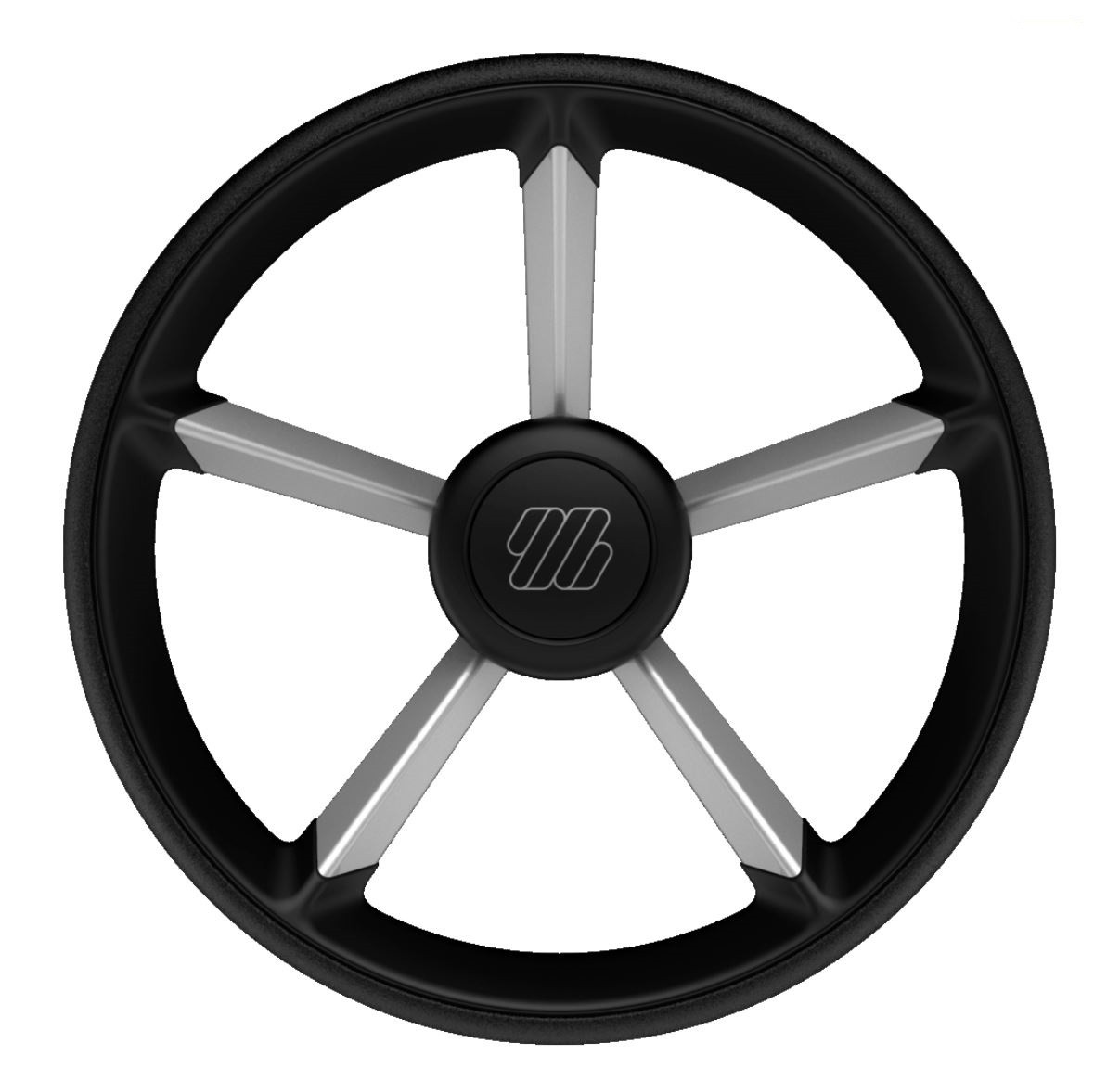 Ultraflex V75 B/VE hajókormány kerék, 350 mm, fekete poliuretán markolattal és rozsdamentes küllőkkel