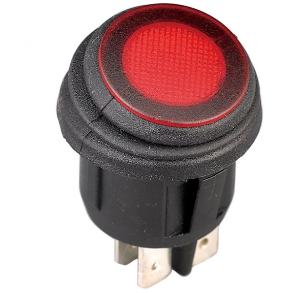 Kerek LED-es vízálló kapcsoló, be-ki, 3 pólus, 12 V