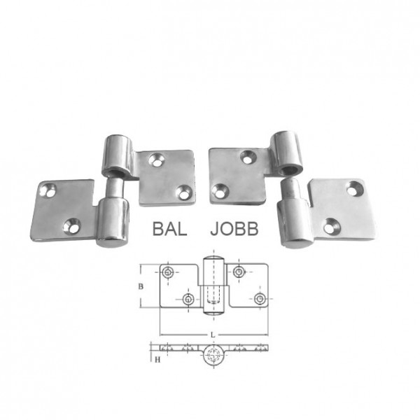 Ajtózsanér, balos, A4 rozsdamentes 92 × 36 mm – Bal