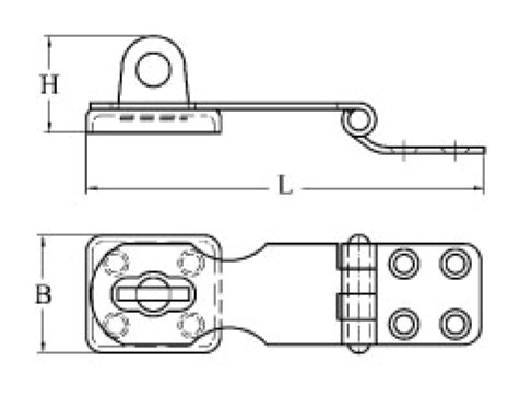 Forgószemes retesz, A4 rozsdamentes 95 mm – 95 × 28 × 23 mm